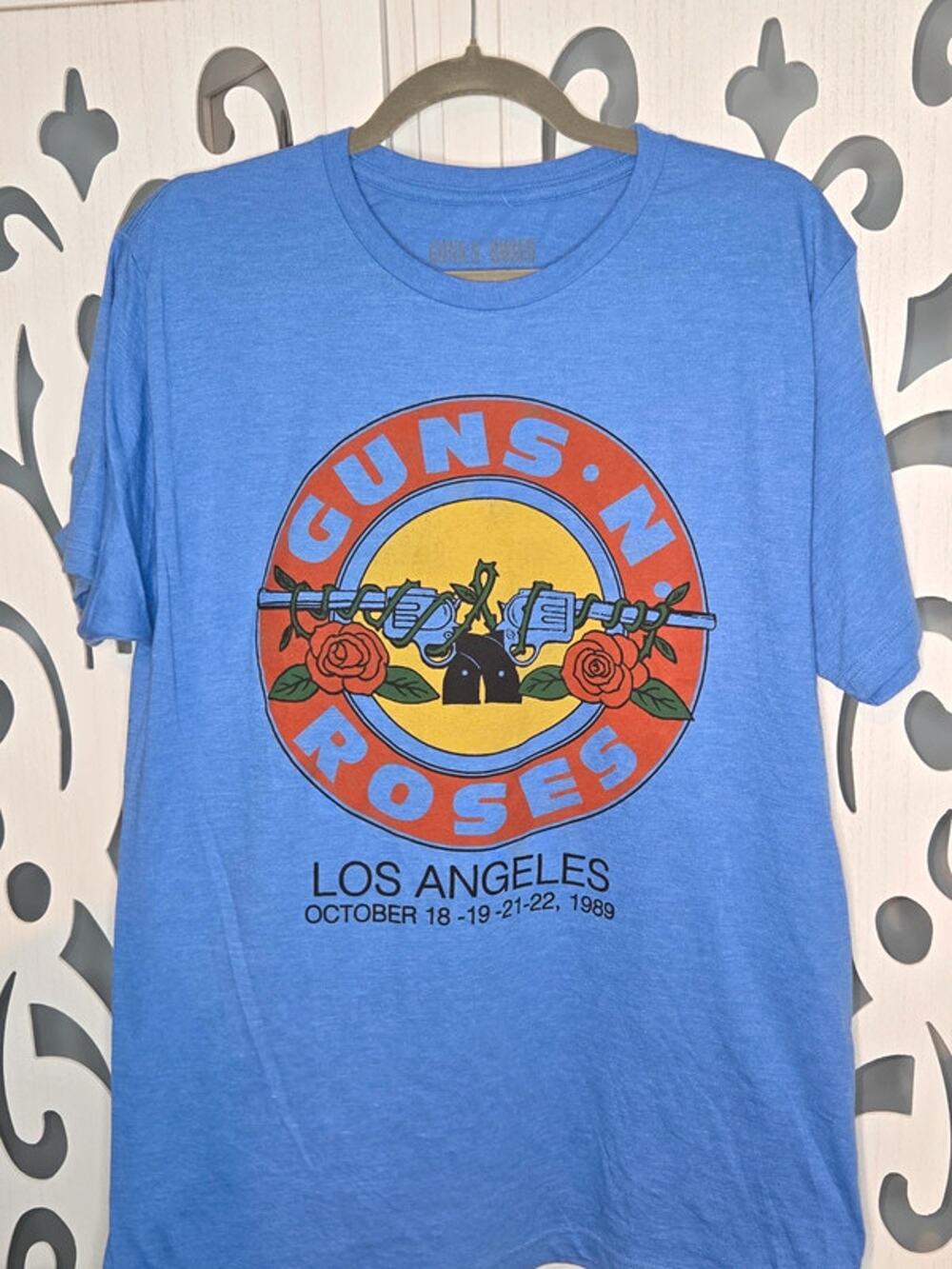 Guns N Roses 1989 Los Angeles Tour Tee Blue Graphic Rock Shirt Med